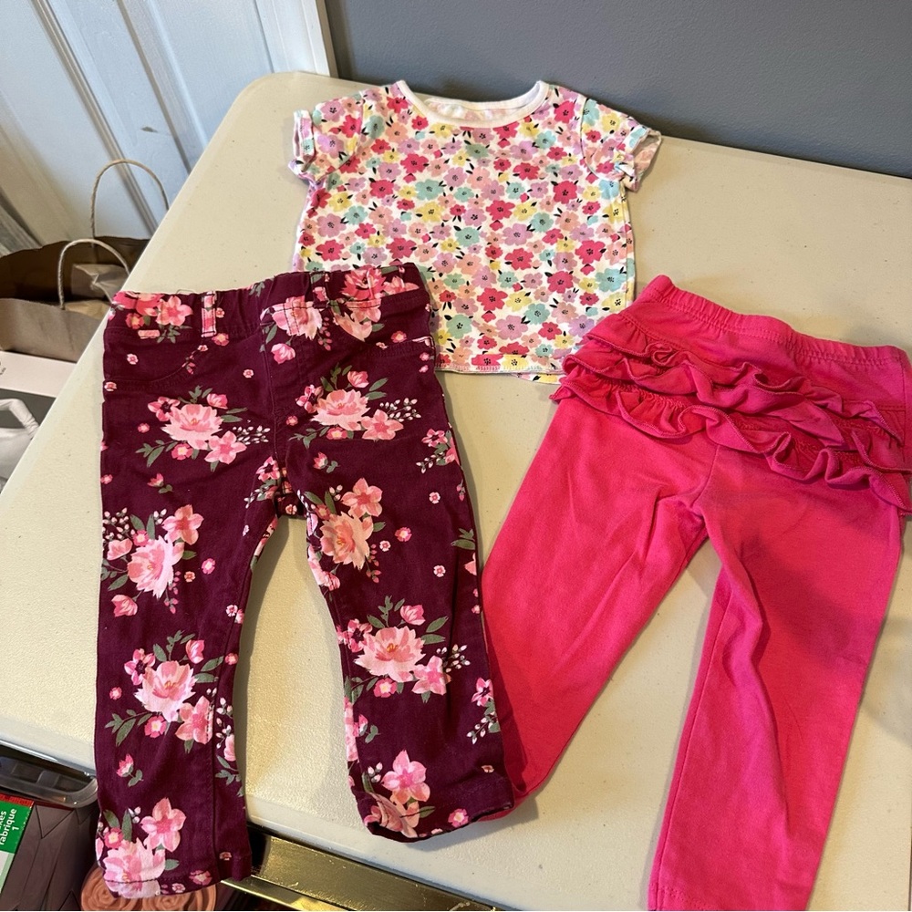 18 Months Bundle of Garanimals Leggings, Floral Jeans and Floral Top